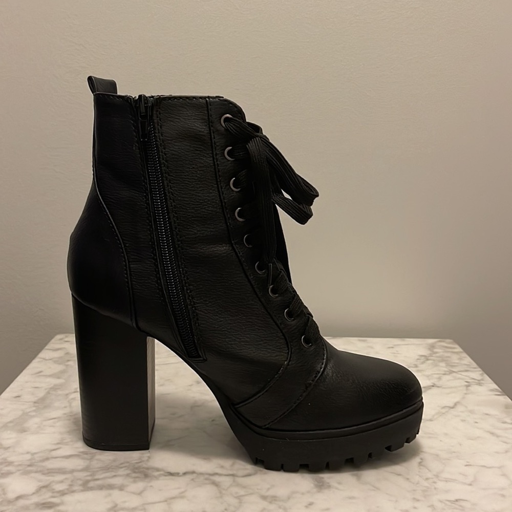 Soda Lace Up Block Heel Bootie - image 2